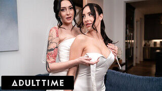 ADULT TIME - Érzéki, romantikus legelső légyott a friss leszbi feleségek, Charlotte Sins és Melissa Stratton között