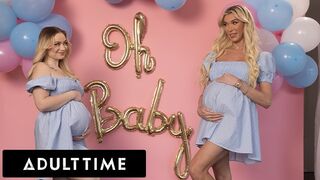 Szexi terhes barinők hármasban: Rylee Blake és Aubrey Kate kettyintenek egy hűtlen férjjel!