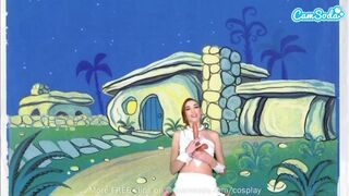 Cuki tinédzser wilma flintstone cosplayben masturbál és cumizza a nagy fazsat