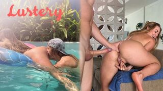 Buxom világos szőke amateur popsiját reszelik úszás után